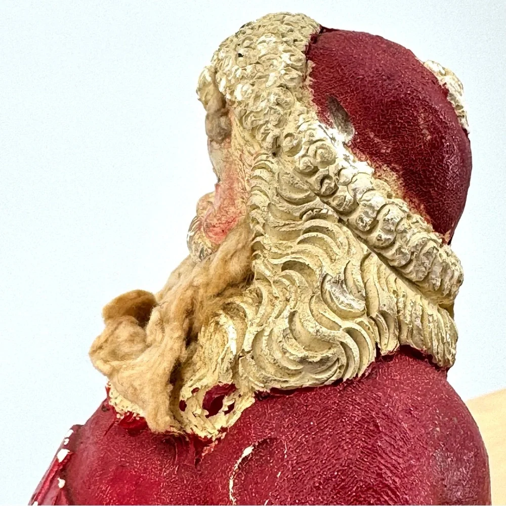 Rare Vintage 1930's Roly Poly 8” Chalkware Santa Claus